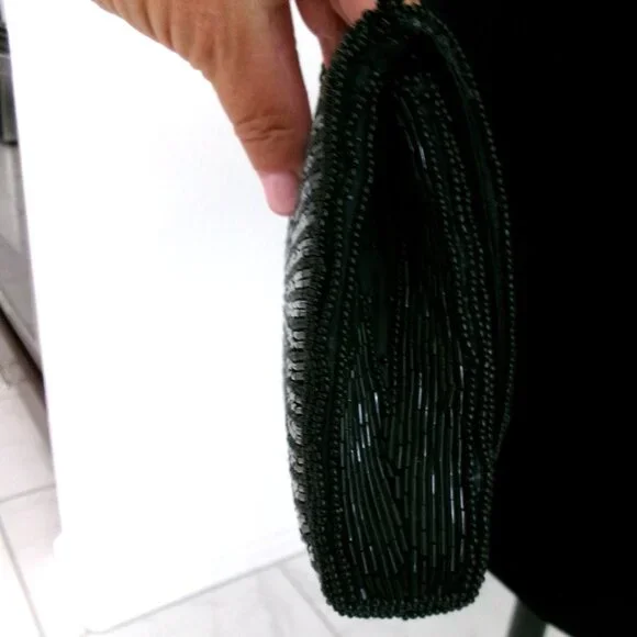 Vintage Beaded Art Deco Style Crossbody Purse Shoulder Bag Multi Color Black Red - Picture 5 of 13